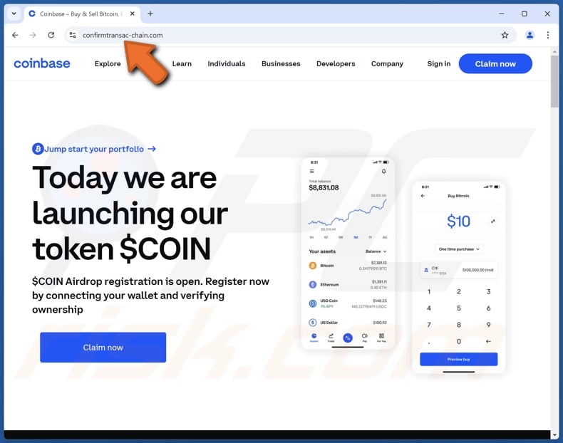 Coinbase ($COIN) Airdrop scam