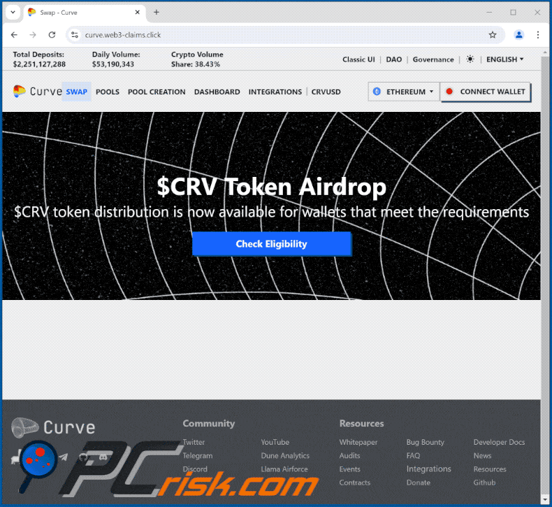 Appearance of $CRV Token Airdrop scam