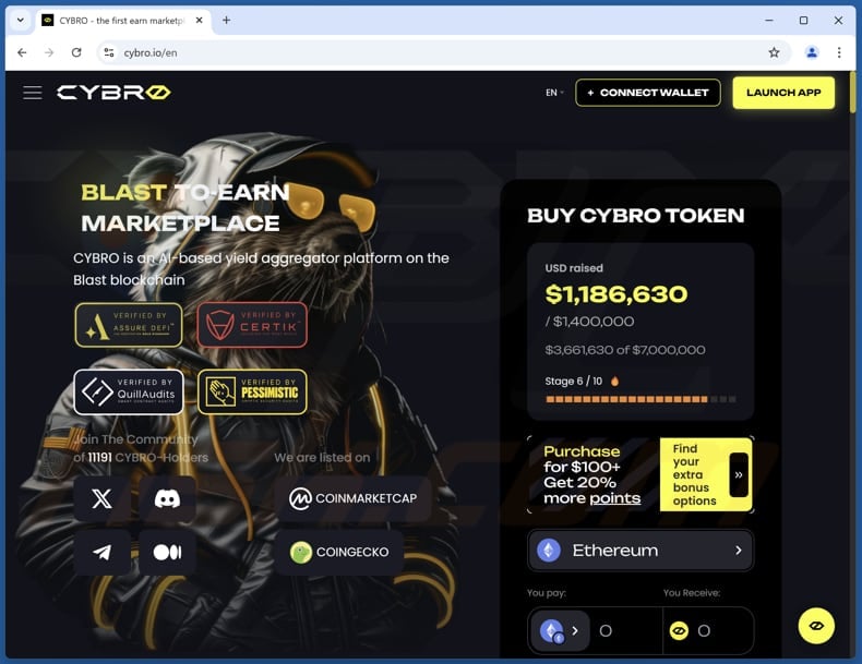 CYBRO airdrop scam real website (cybro.io)