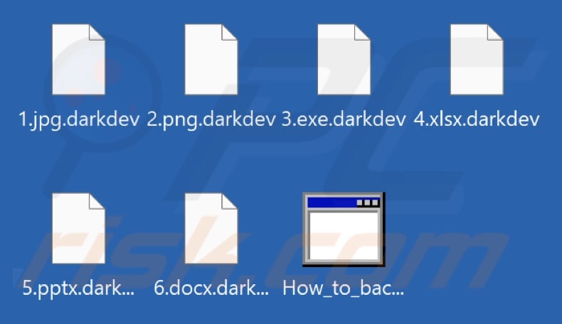 Files encrypted by DarkDev ransomware (.darkdev extension)