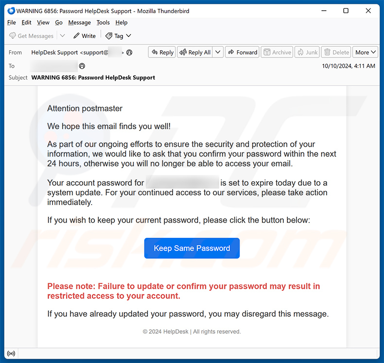 HelpDesk Password Confirmation email scam (2024-10-11)