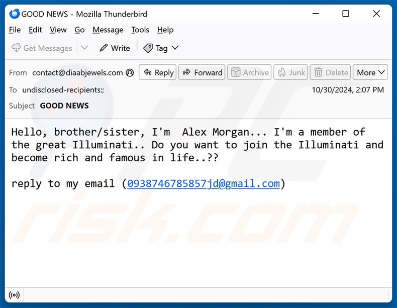 Join Our Great Illuminati email scam (2024-10-31)