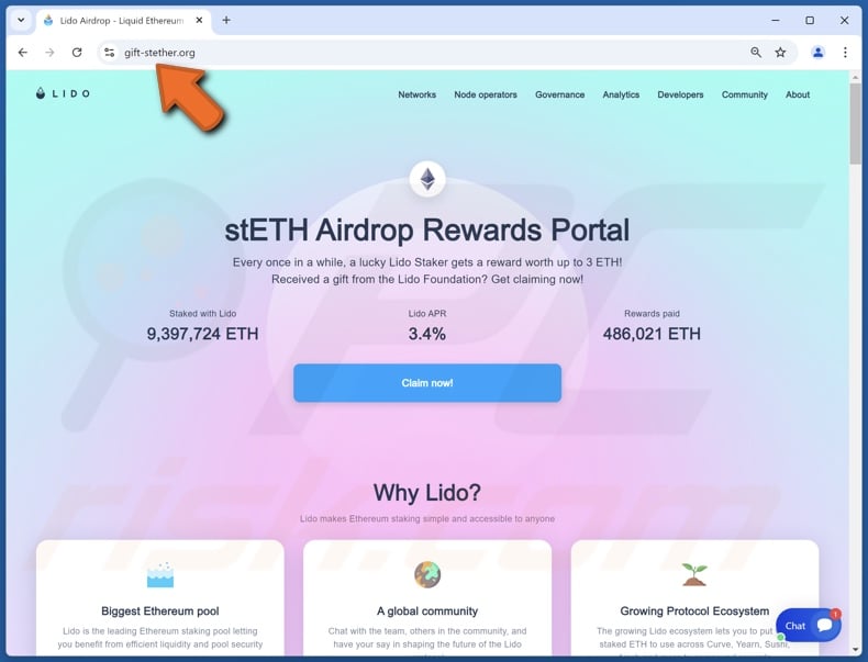 Lido $stETH Airdrop scam