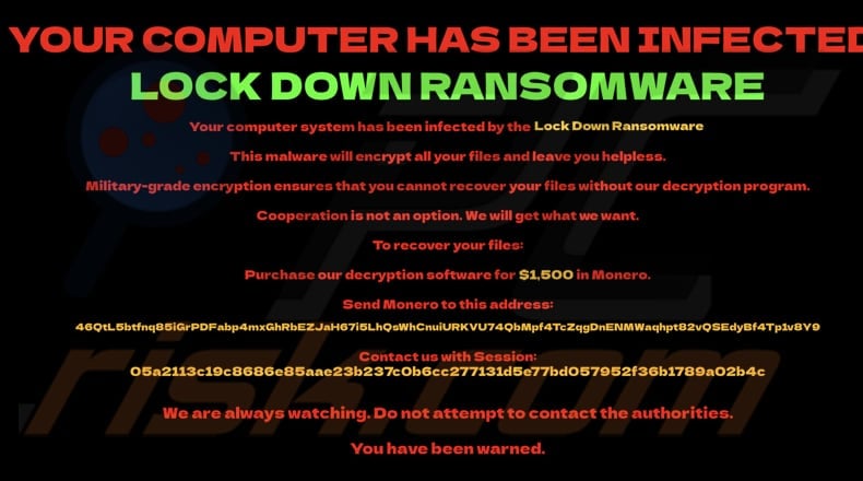 Lockdown ransomware lock screen ransom note