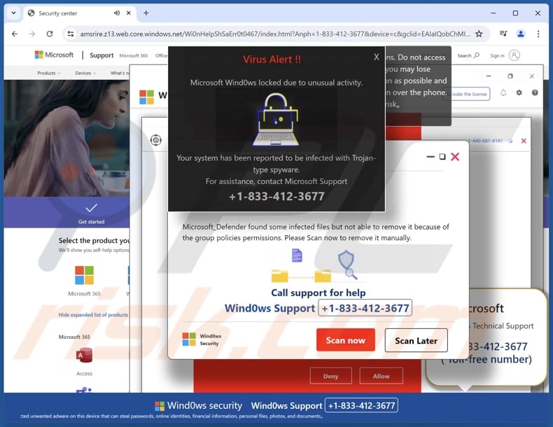 Microsoft Windows Locked Due To Unusual Activity scam