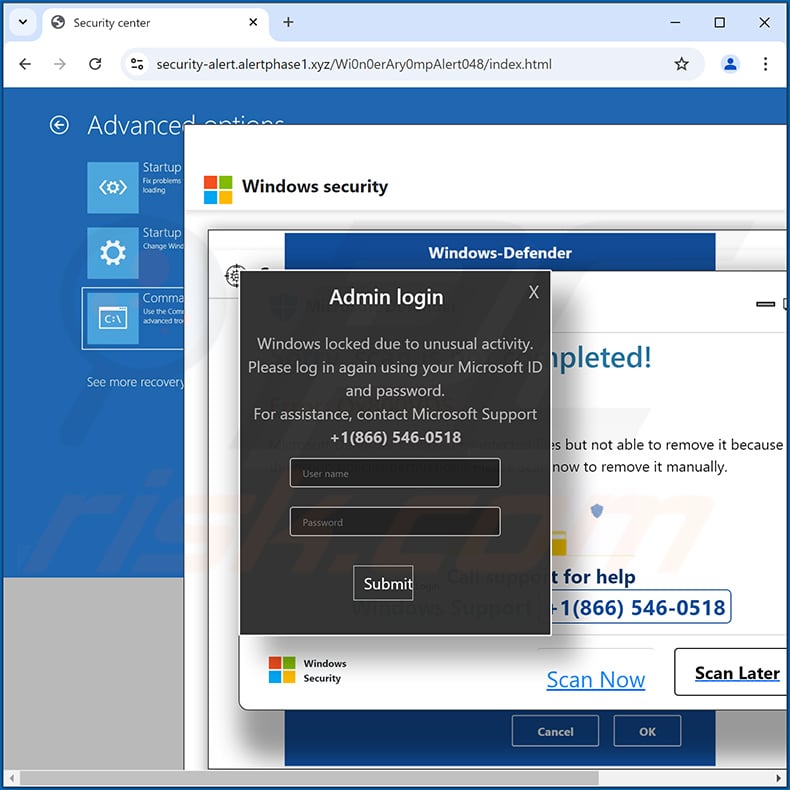 Microsoft Windows Locked Due To Unusual Activity POP-UP Scam (variant 3)