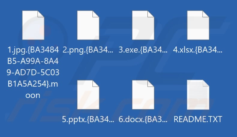 Files encrypted by Moon ransomware (.moon extension)