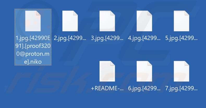 Files encrypted by Niko ransomware (.niko extension)