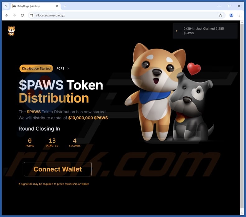 $PAWS Token Distribution scam