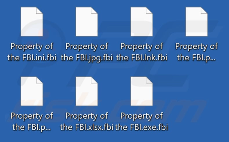 Files encrypted by Property Of The FBI ransomware (.fbi extension)