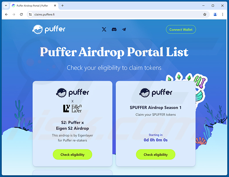 Puffer Airdrop scam - claims.puffere[.]fi