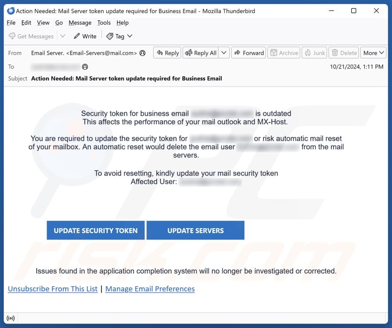 Security Token For Business Email Is Outdated email spam campaign