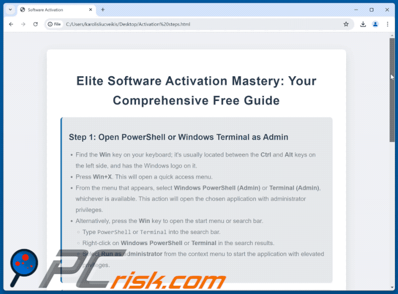 Deceptive file instructing on how to download/install SMD69 malware (GIF)