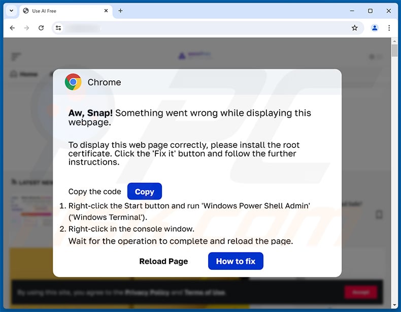 Something Went Wrong While Displaying This Webpage POP-UP Scam (2024-10-30)