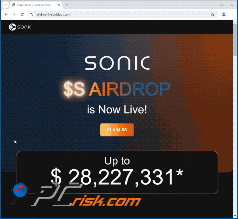 Appearance of SONIC Airdrop scam