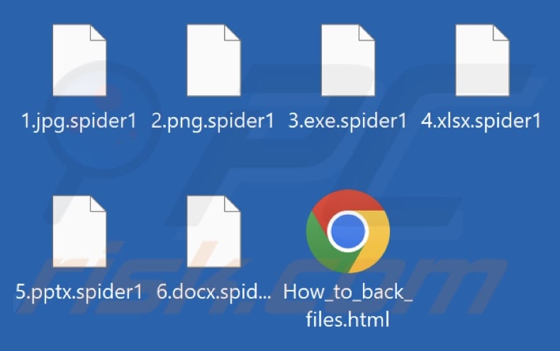 Files encrypted by Spider ransomware (.spider1 extension)