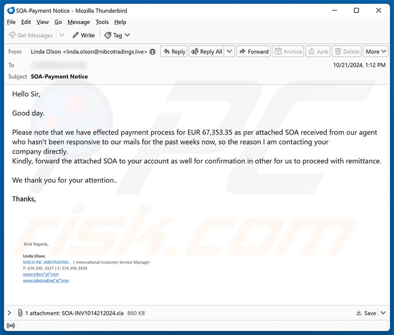 Statement Of Account (SOA) email scam (2024-10-22)