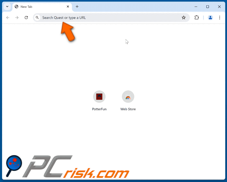 SwiftSeek browser hijacker redirecting to finditfasts.com before landing on potterfun.com (GIF)