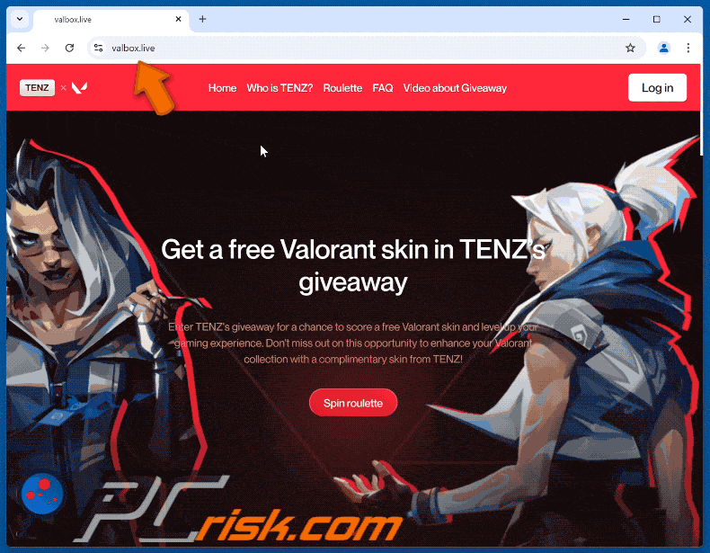 Appearance of Valorant Skin Giveaway scam