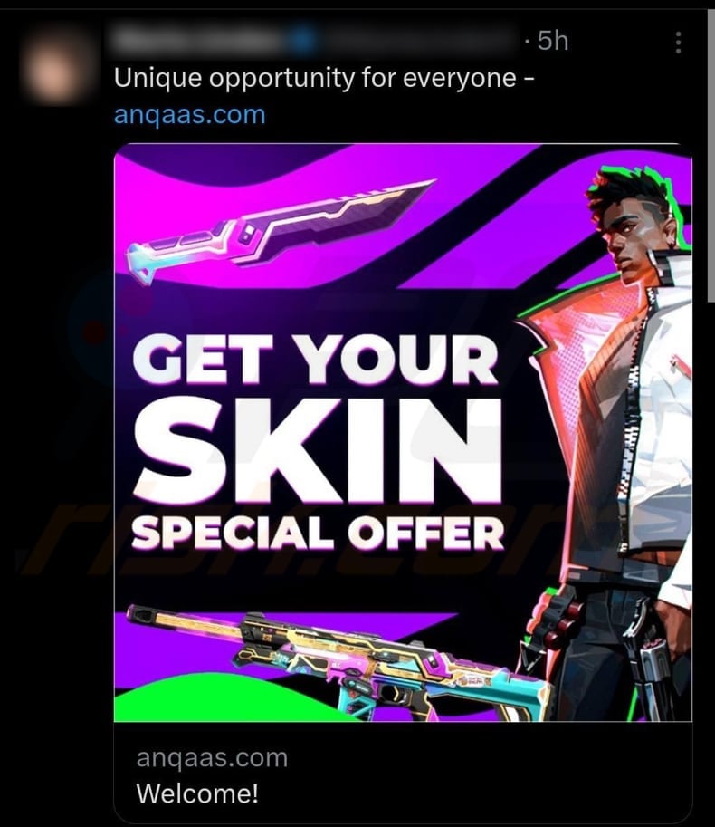 Valorant Skin Giveaway promoting X post