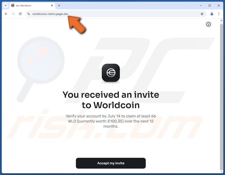 Worldcoin Invite scam