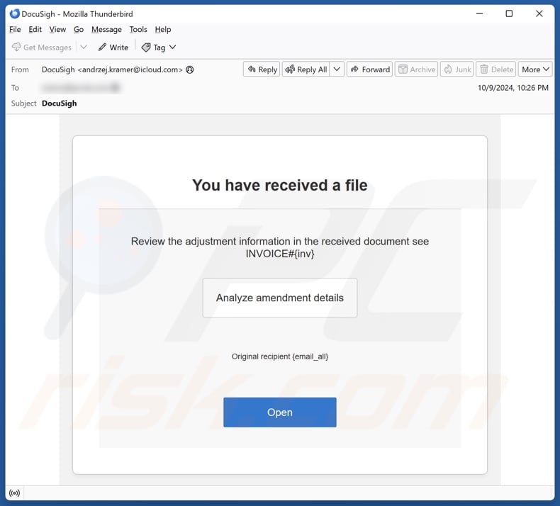 You Have Received A File email spam campaign
