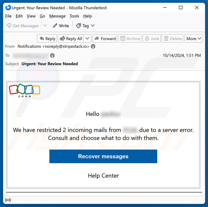 Zoho Email Phishing Scam (2024-10-18)