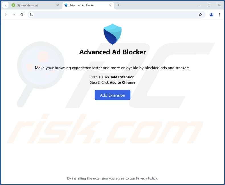 Advanced Ad Blocker adware distributing page