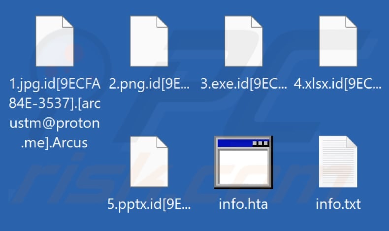 Files encrypted by Arcus ransomware (.Arcus extension)