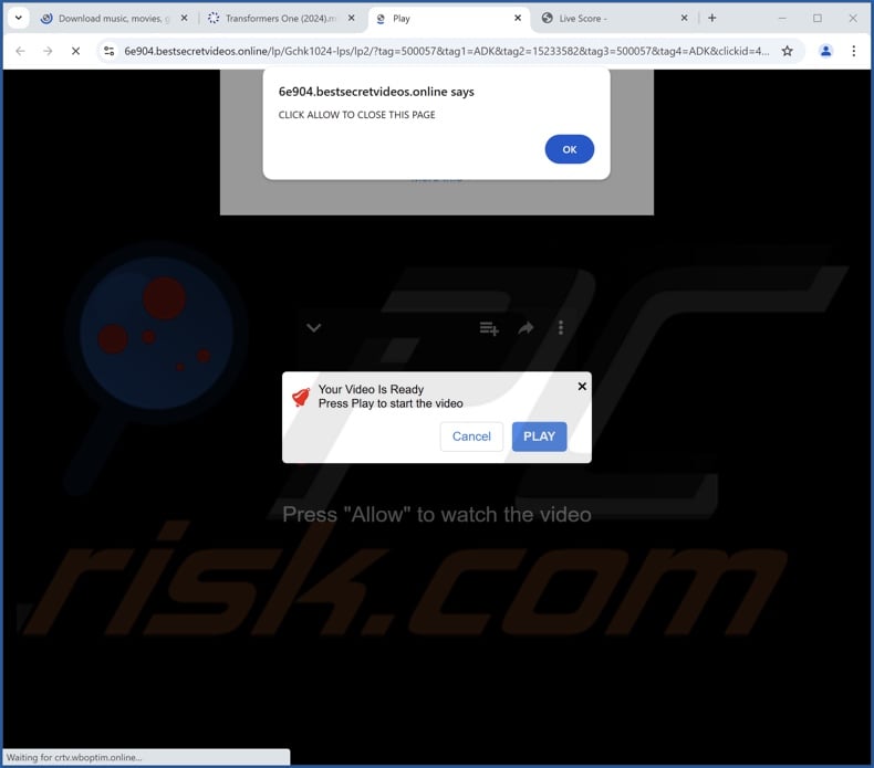 bestsecretvideos[.]online pop-up redirects