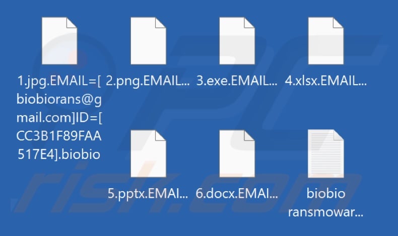 Files encrypted by Biobio (Kasper) ransomware (.biobio extension)