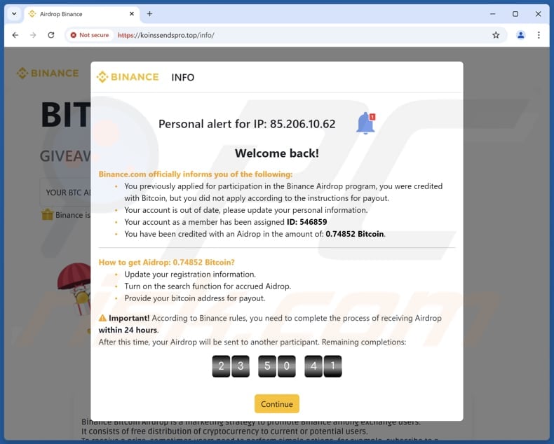 Bitcoin Airdrop From Binance scam
