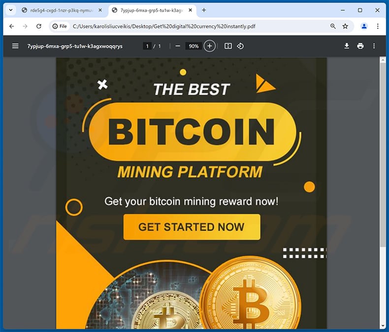 PDF document promoting Bitcoin Mining scam (sample 4)