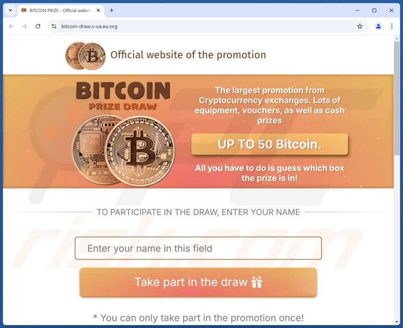 Bitcoin Prize Draw scam