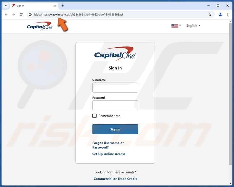 Capital One - Your Password Has Been Changed Email Scam phishing page