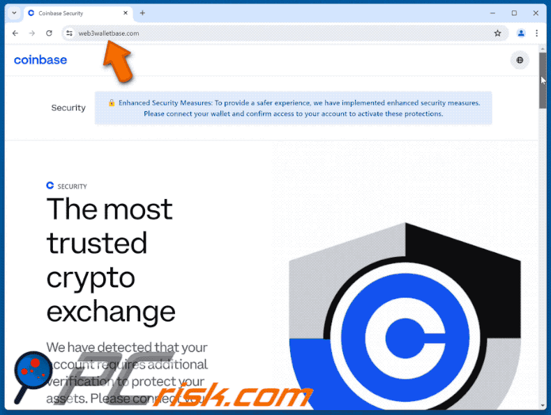 Appearance of Coinbase Enhanced Security Measures scam