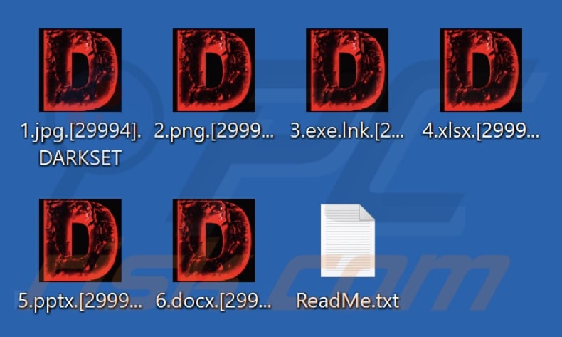 Files encrypted by DARKSET ransomware (.DARKSET extension)