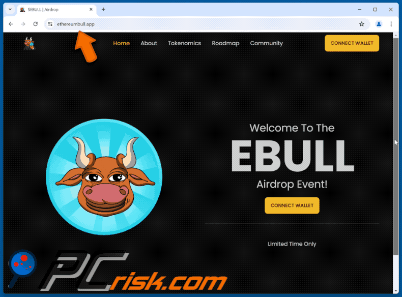 Appearance of $EBULL Airdrop scam