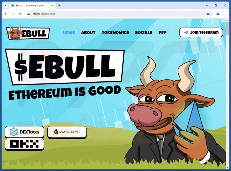 $EBULL airdrop scam real website (ethereumbull.com)