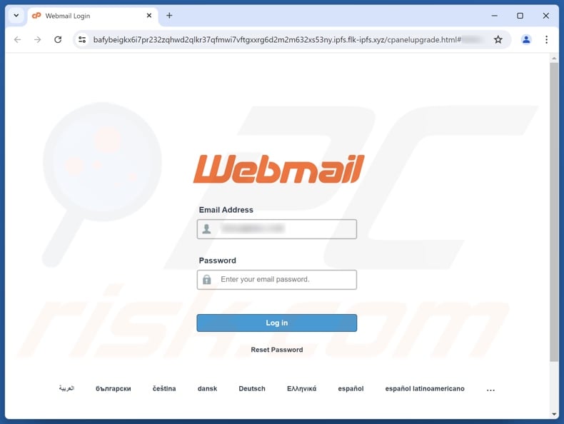 Email Address Included In The Blacklist scam email promoted phishing site