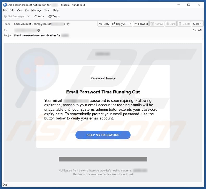 Email Password Time Running Out email spam campaign