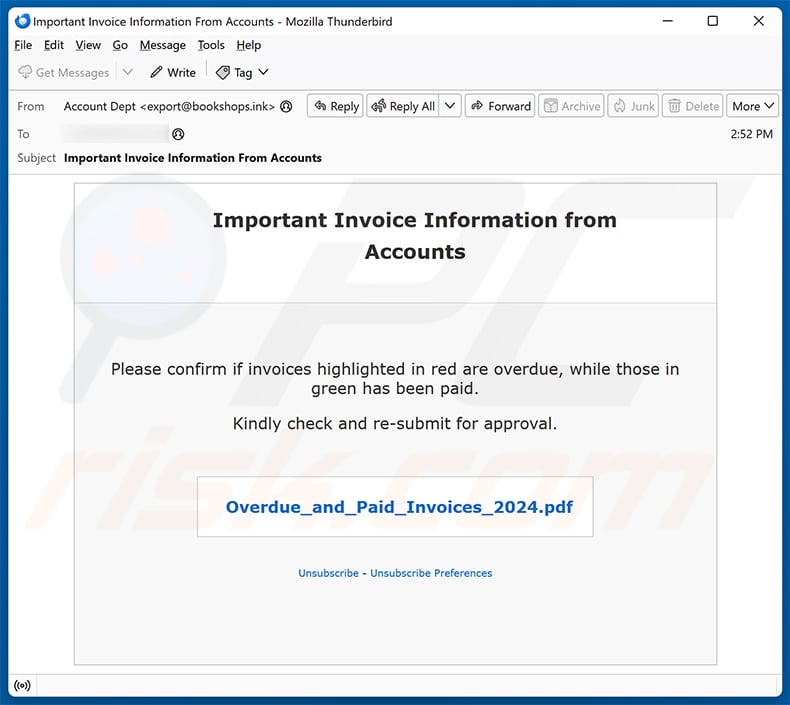 Important Invoice Information From Accounts email scam (2024-11-29)