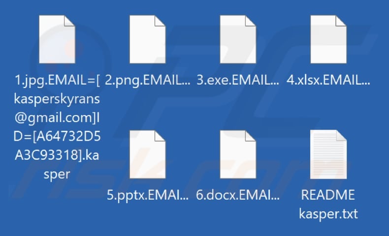 Files encrypted by Kasper ransomware (.kasper extension)
