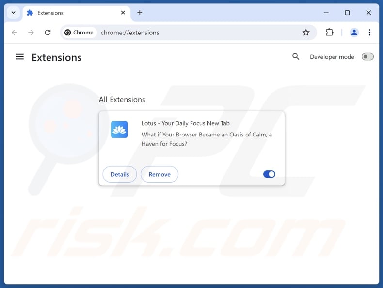 Removing lotus-tab.com related Google Chrome extensions