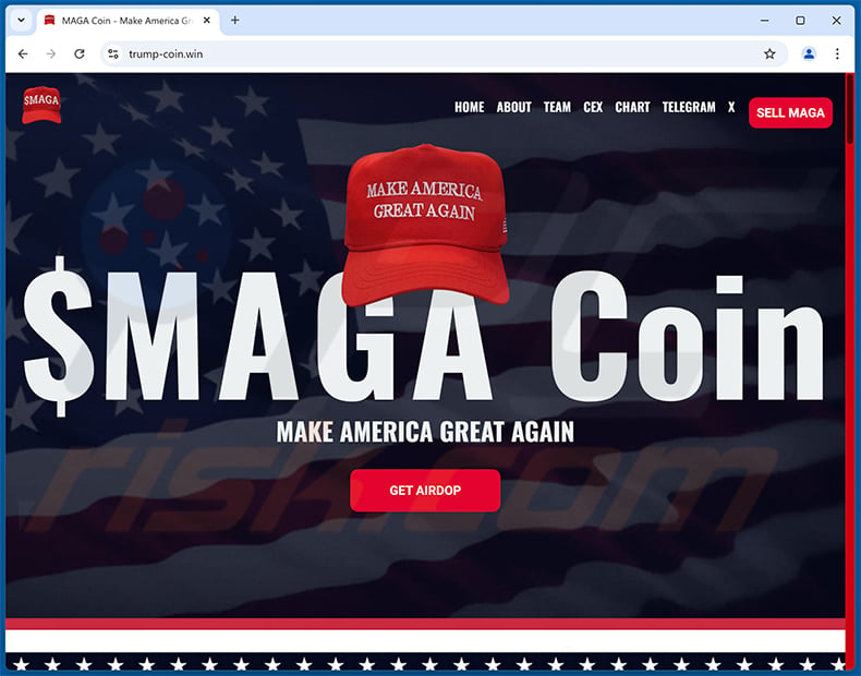 MAGA Airdrop scam website (trump-coin[.]win)