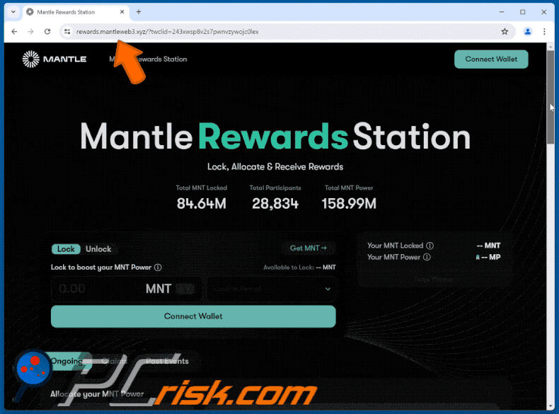 Appearance of Mantle Rewards Station scam