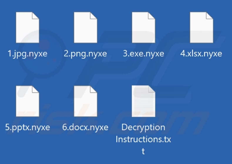 Files encrypted by Nyxe ransomware (.nyxe extension)