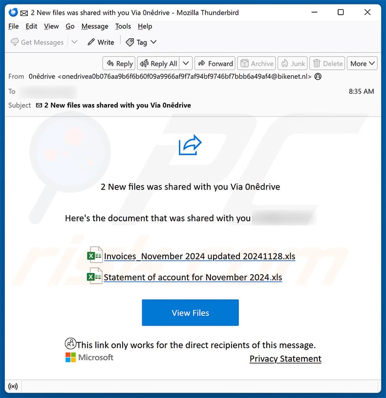 2 New files was shared with you Via OneDrive email scam (2024-11-29)