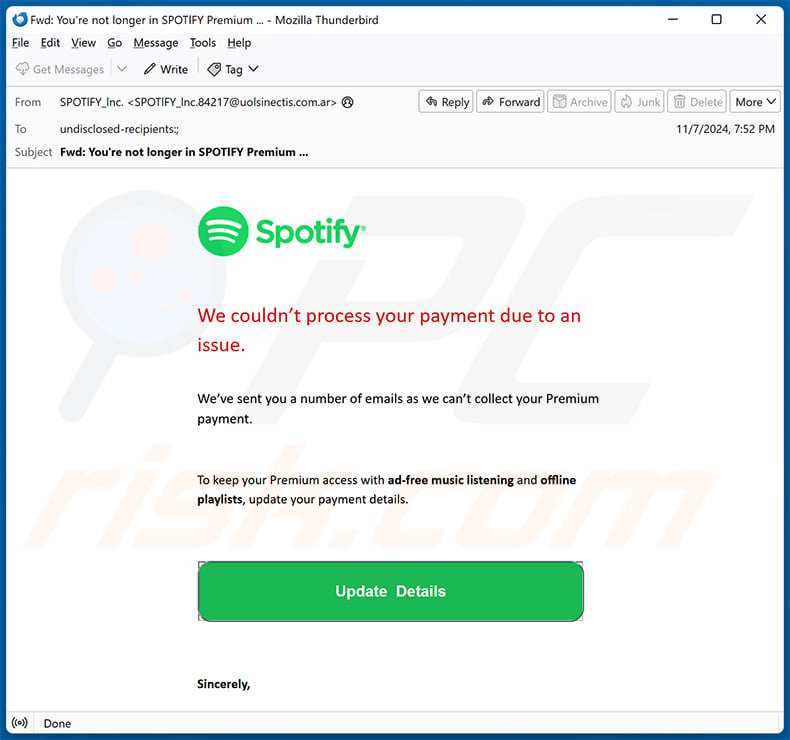 Spotify email scam (2024-11-08)