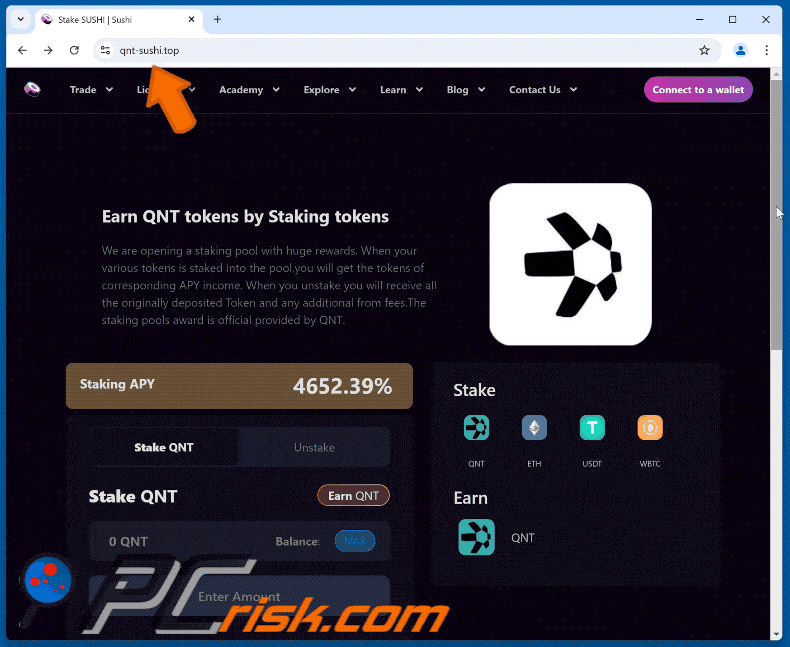 Appearance of Stake SUSHI scam